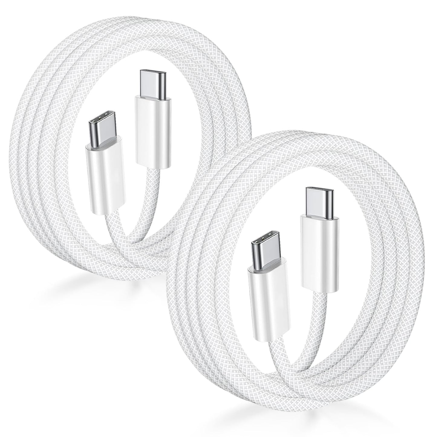 60W Fast Charging USB-C Cable (3FT, 2-Pack) – Braided Durable USB-C Charger Cord