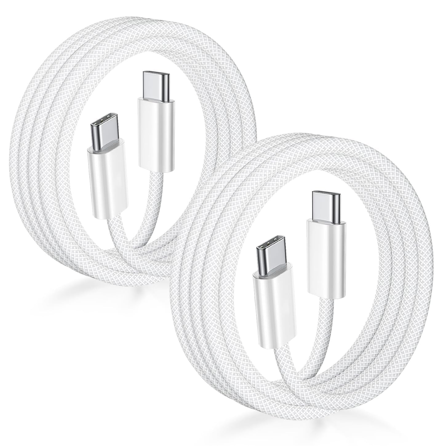 60W Fast Charging USB-C Cable (3FT, 2-Pack) – Braided Durable USB-C Charger Cord