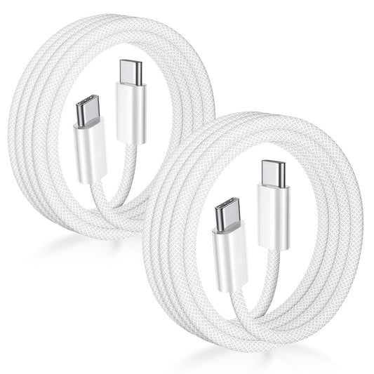 60W Fast Charging USB-C Cable (3FT, 2-Pack) – Braided Durable USB-C Charger Cord